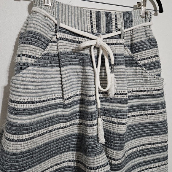 Anthropologie Laura Siegel Ellison Culotte Pants Sz S Stripped‎ Textured Pull On - Picture 5 of 13